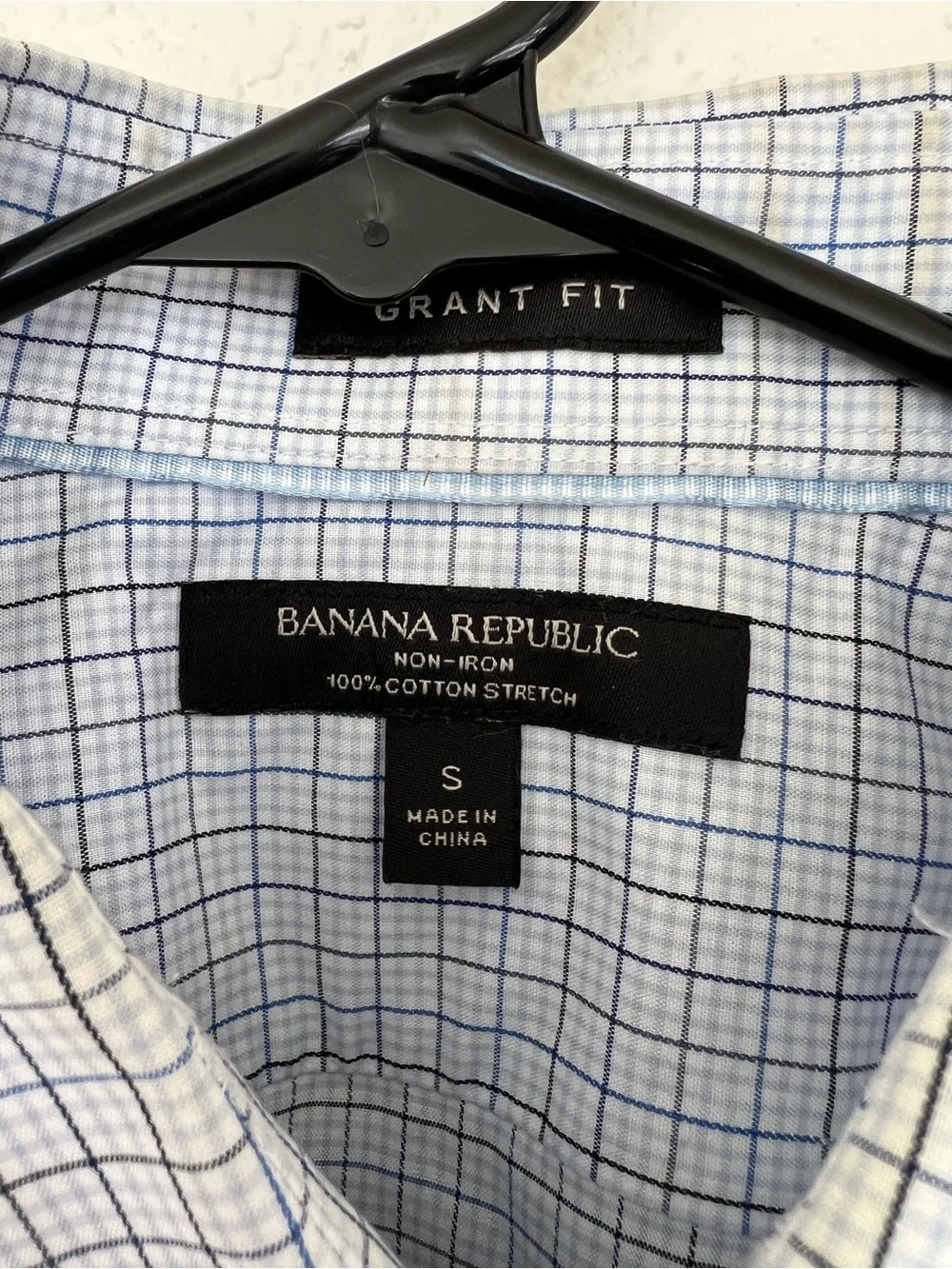 Banana Republic Men's Light Blue Windowpane Dress Shirt